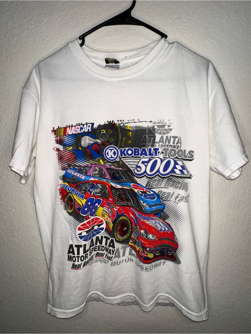2008 Kobalt Tools 500 NASCAR front and back Graphic Tee - White with Red & Blue